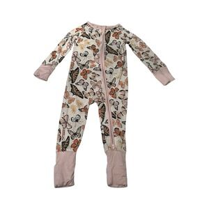 Bamboo Baby Girls 12-18m Butterfly Zippy Sleeper‎ With Fold Over Cuffs
